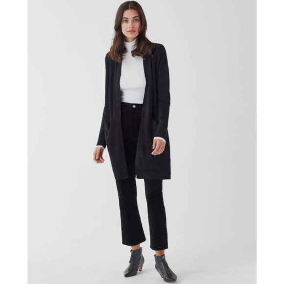 Splendid Retreat Cardigan Womens S Small Black Open Front Cashmere Blend Pockets - Picture 14 of 15